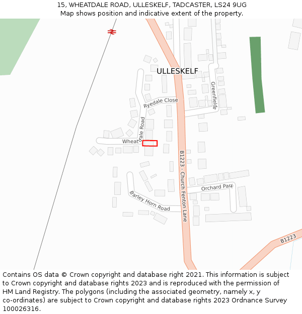 15, WHEATDALE ROAD, ULLESKELF, TADCASTER, LS24 9UG: Location map and indicative extent of plot