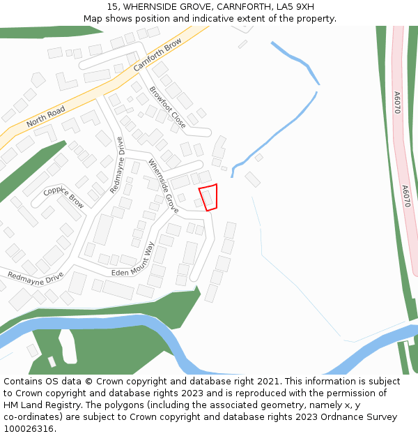 15, WHERNSIDE GROVE, CARNFORTH, LA5 9XH: Location map and indicative extent of plot