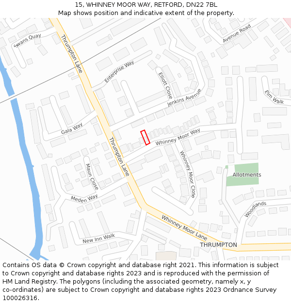 15, WHINNEY MOOR WAY, RETFORD, DN22 7BL: Location map and indicative extent of plot