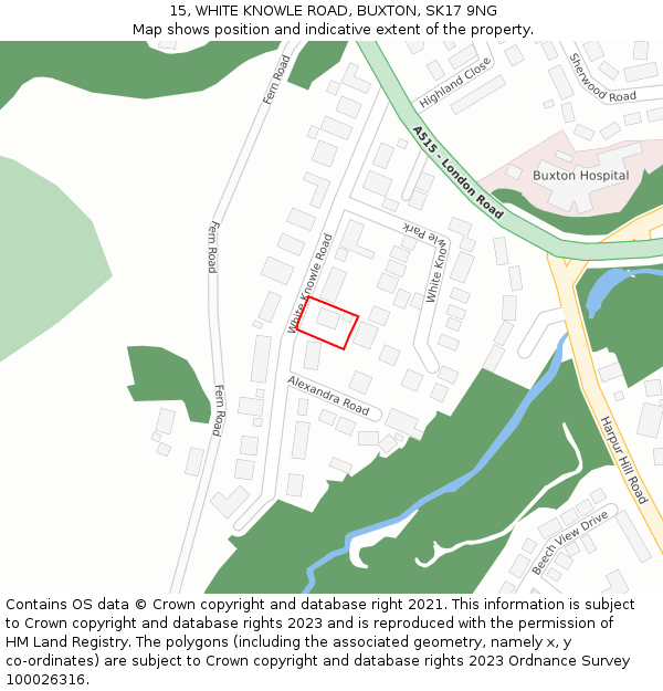 15, WHITE KNOWLE ROAD, BUXTON, SK17 9NG: Location map and indicative extent of plot