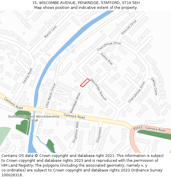15, WISCOMBE AVENUE, PENKRIDGE, STAFFORD, ST19 5EH: Location map and indicative extent of plot