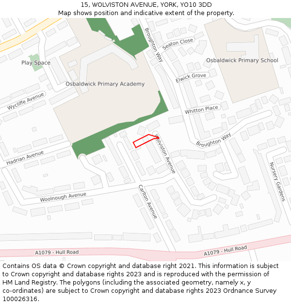 15, WOLVISTON AVENUE, YORK, YO10 3DD: Location map and indicative extent of plot