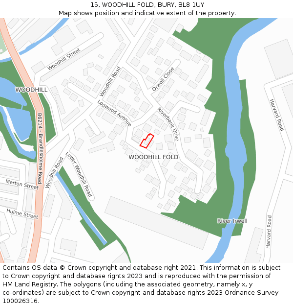 15, WOODHILL FOLD, BURY, BL8 1UY: Location map and indicative extent of plot