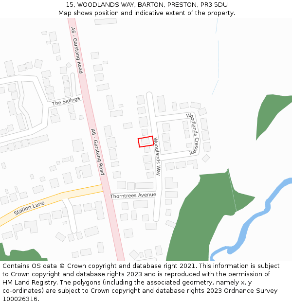 15, WOODLANDS WAY, BARTON, PRESTON, PR3 5DU: Location map and indicative extent of plot