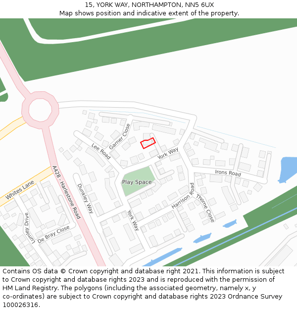 15, YORK WAY, NORTHAMPTON, NN5 6UX: Location map and indicative extent of plot