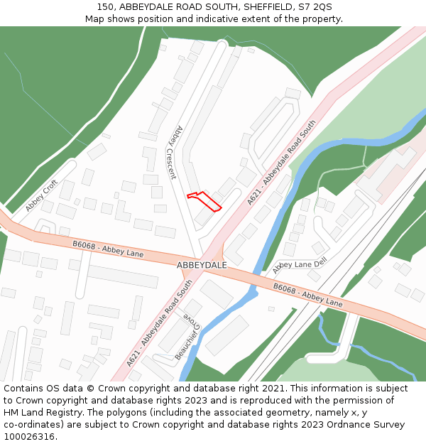 150, ABBEYDALE ROAD SOUTH, SHEFFIELD, S7 2QS: Location map and indicative extent of plot