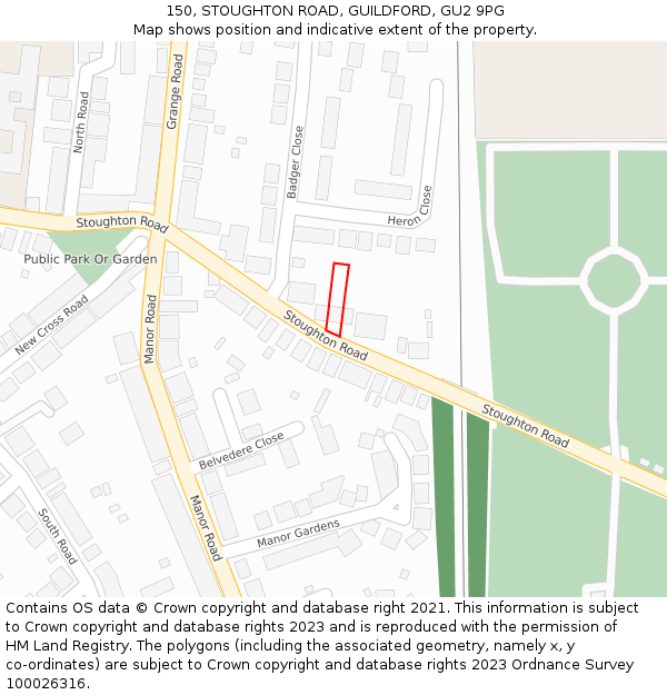 150, STOUGHTON ROAD, GUILDFORD, GU2 9PG: Location map and indicative extent of plot