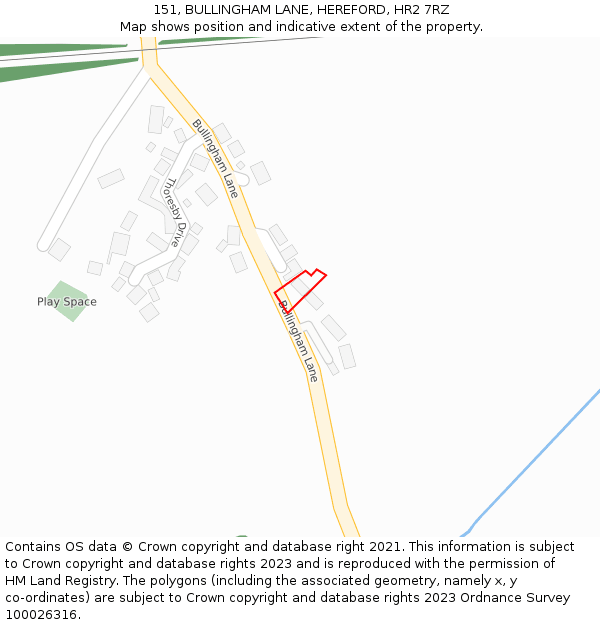 151, BULLINGHAM LANE, HEREFORD, HR2 7RZ: Location map and indicative extent of plot