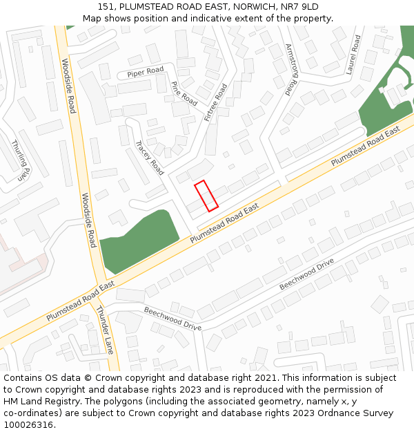 151, PLUMSTEAD ROAD EAST, NORWICH, NR7 9LD: Location map and indicative extent of plot