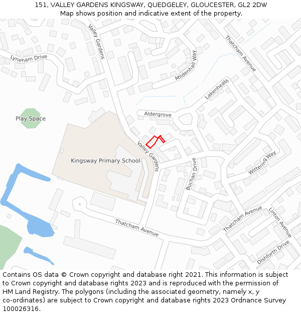 151, VALLEY GARDENS KINGSWAY, QUEDGELEY, GLOUCESTER, GL2 2DW: Location map and indicative extent of plot