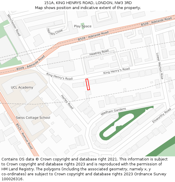 151A, KING HENRYS ROAD, LONDON, NW3 3RD: Location map and indicative extent of plot