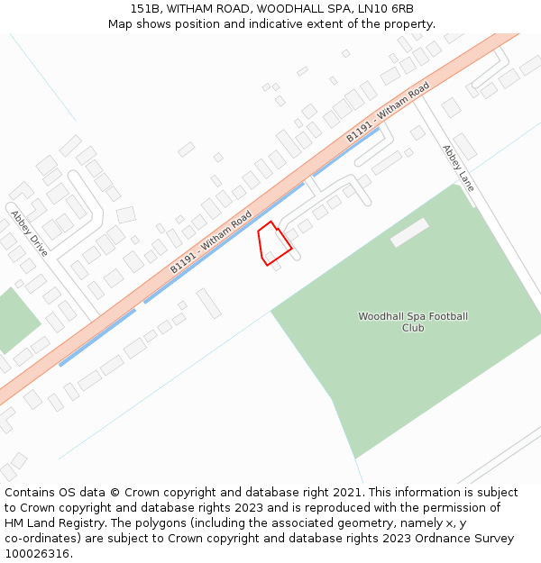 151B, WITHAM ROAD, WOODHALL SPA, LN10 6RB: Location map and indicative extent of plot