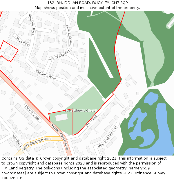 152, RHUDDLAN ROAD, BUCKLEY, CH7 3QP: Location map and indicative extent of plot
