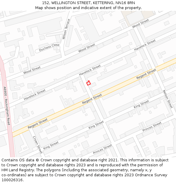 152, WELLINGTON STREET, KETTERING, NN16 8RN: Location map and indicative extent of plot