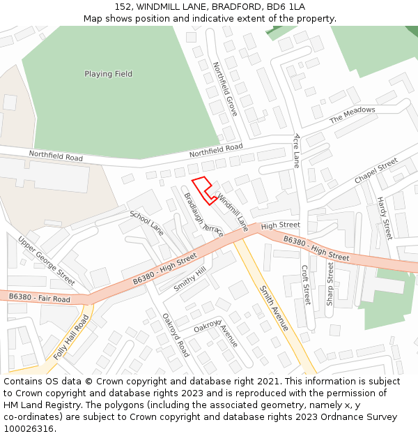 152, WINDMILL LANE, BRADFORD, BD6 1LA: Location map and indicative extent of plot