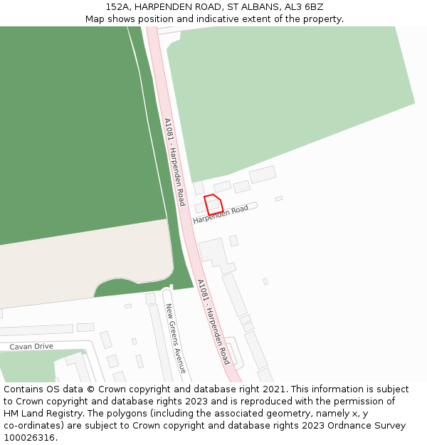152A, HARPENDEN ROAD, ST ALBANS, AL3 6BZ: Location map and indicative extent of plot