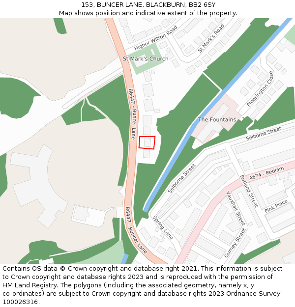 153, BUNCER LANE, BLACKBURN, BB2 6SY: Location map and indicative extent of plot
