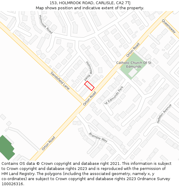 153, HOLMROOK ROAD, CARLISLE, CA2 7TJ: Location map and indicative extent of plot