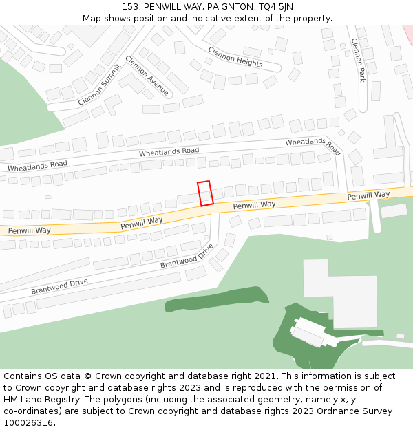 153, PENWILL WAY, PAIGNTON, TQ4 5JN: Location map and indicative extent of plot