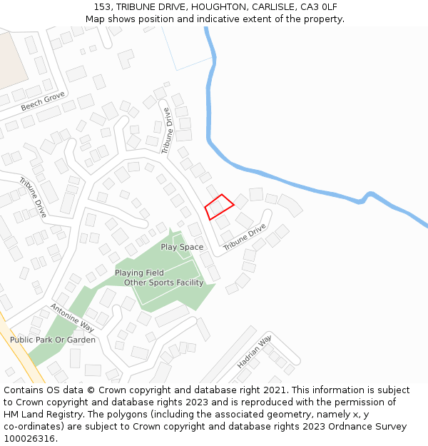 153, TRIBUNE DRIVE, HOUGHTON, CARLISLE, CA3 0LF: Location map and indicative extent of plot
