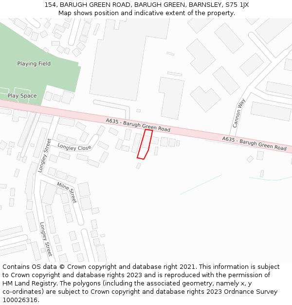154, BARUGH GREEN ROAD, BARUGH GREEN, BARNSLEY, S75 1JX: Location map and indicative extent of plot