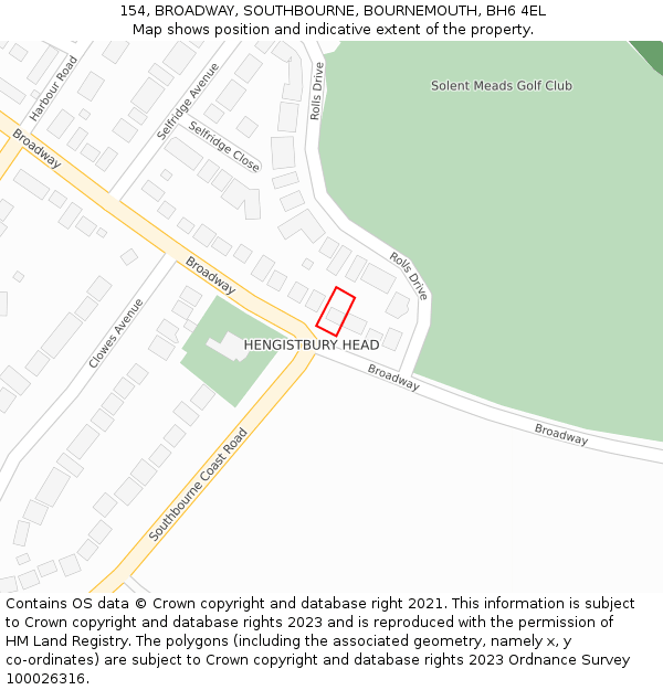 154, BROADWAY, SOUTHBOURNE, BOURNEMOUTH, BH6 4EL: Location map and indicative extent of plot