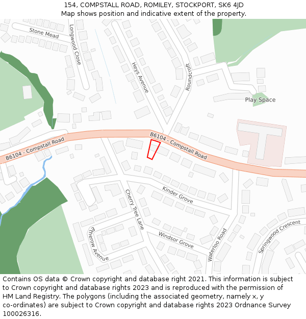 154, COMPSTALL ROAD, ROMILEY, STOCKPORT, SK6 4JD: Location map and indicative extent of plot