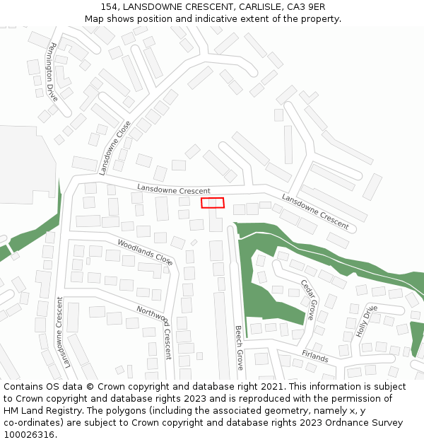 154, LANSDOWNE CRESCENT, CARLISLE, CA3 9ER: Location map and indicative extent of plot