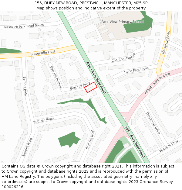 155, BURY NEW ROAD, PRESTWICH, MANCHESTER, M25 9PJ: Location map and indicative extent of plot