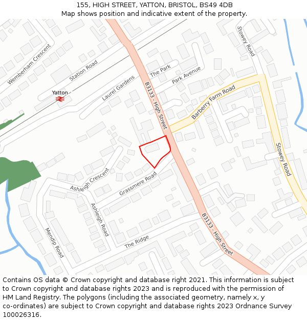 155, HIGH STREET, YATTON, BRISTOL, BS49 4DB: Location map and indicative extent of plot