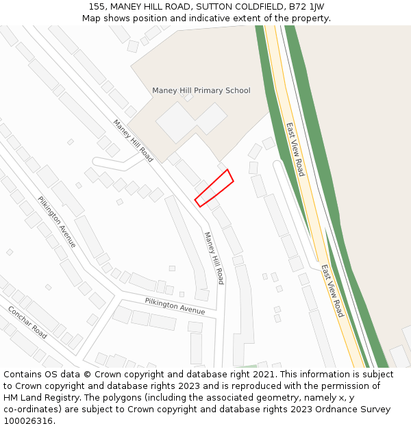 155, MANEY HILL ROAD, SUTTON COLDFIELD, B72 1JW: Location map and indicative extent of plot