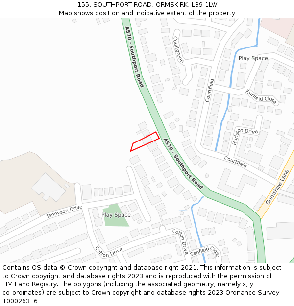 155, SOUTHPORT ROAD, ORMSKIRK, L39 1LW: Location map and indicative extent of plot