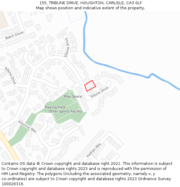 155, TRIBUNE DRIVE, HOUGHTON, CARLISLE, CA3 0LF: Location map and indicative extent of plot