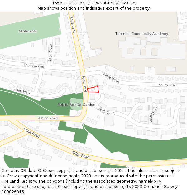 155A, EDGE LANE, DEWSBURY, WF12 0HA: Location map and indicative extent of plot