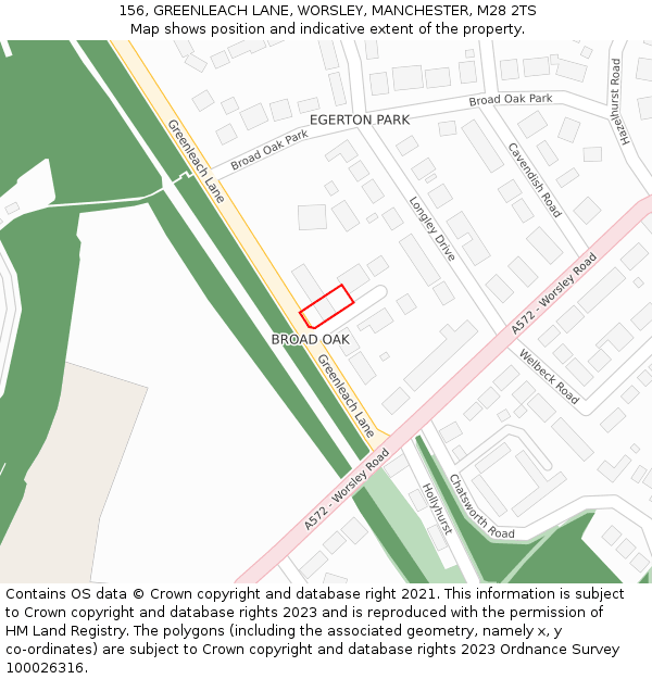 156, GREENLEACH LANE, WORSLEY, MANCHESTER, M28 2TS: Location map and indicative extent of plot