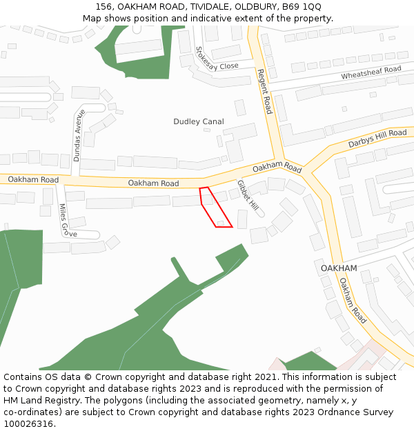 156, OAKHAM ROAD, TIVIDALE, OLDBURY, B69 1QQ: Location map and indicative extent of plot