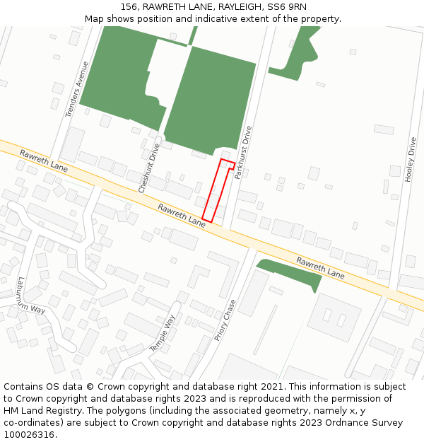 156, RAWRETH LANE, RAYLEIGH, SS6 9RN: Location map and indicative extent of plot