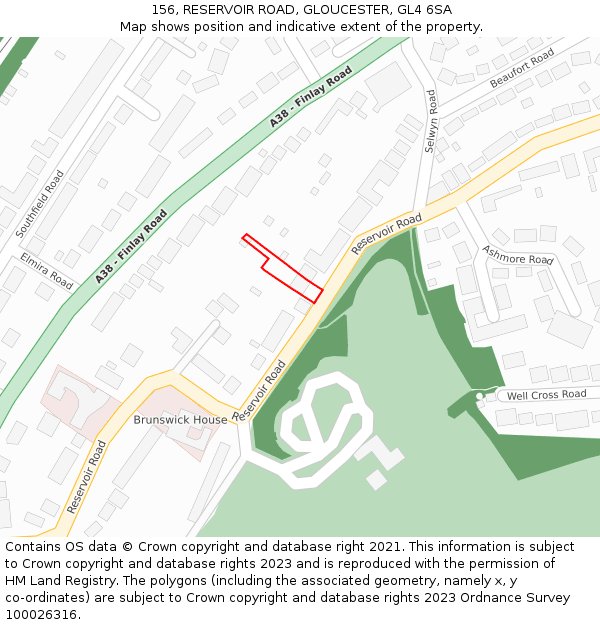 156, RESERVOIR ROAD, GLOUCESTER, GL4 6SA: Location map and indicative extent of plot