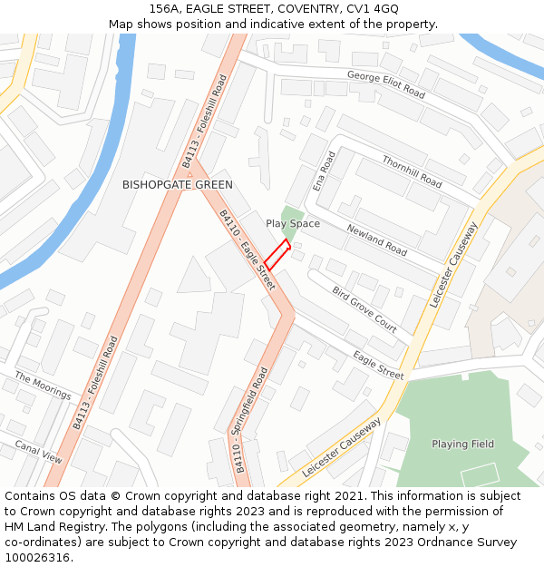 156A, EAGLE STREET, COVENTRY, CV1 4GQ: Location map and indicative extent of plot