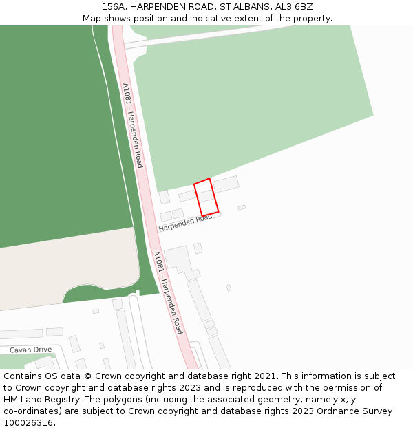 156A, HARPENDEN ROAD, ST ALBANS, AL3 6BZ: Location map and indicative extent of plot