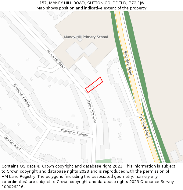 157, MANEY HILL ROAD, SUTTON COLDFIELD, B72 1JW: Location map and indicative extent of plot