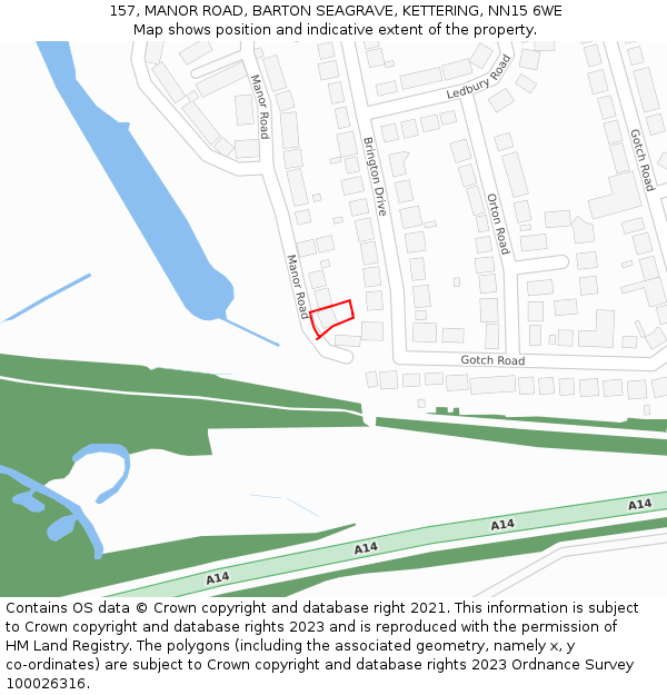 157, MANOR ROAD, BARTON SEAGRAVE, KETTERING, NN15 6WE: Location map and indicative extent of plot