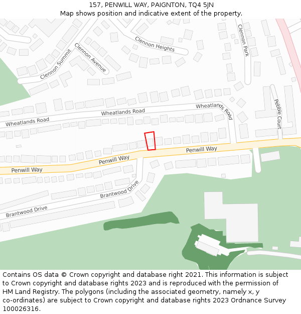 157, PENWILL WAY, PAIGNTON, TQ4 5JN: Location map and indicative extent of plot