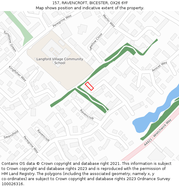 157, RAVENCROFT, BICESTER, OX26 6YF: Location map and indicative extent of plot