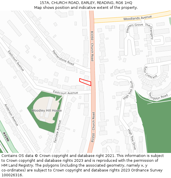 157A, CHURCH ROAD, EARLEY, READING, RG6 1HQ: Location map and indicative extent of plot