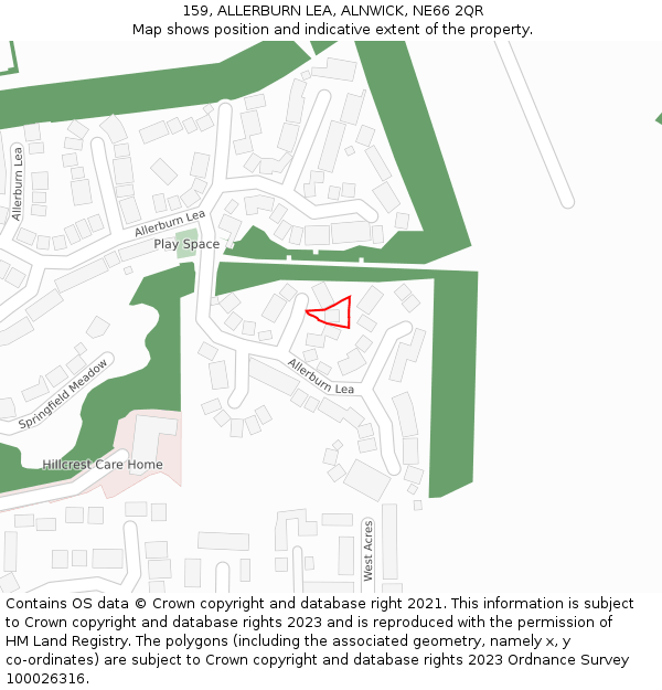 159, ALLERBURN LEA, ALNWICK, NE66 2QR: Location map and indicative extent of plot