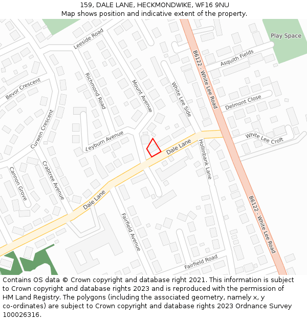 159, DALE LANE, HECKMONDWIKE, WF16 9NU: Location map and indicative extent of plot