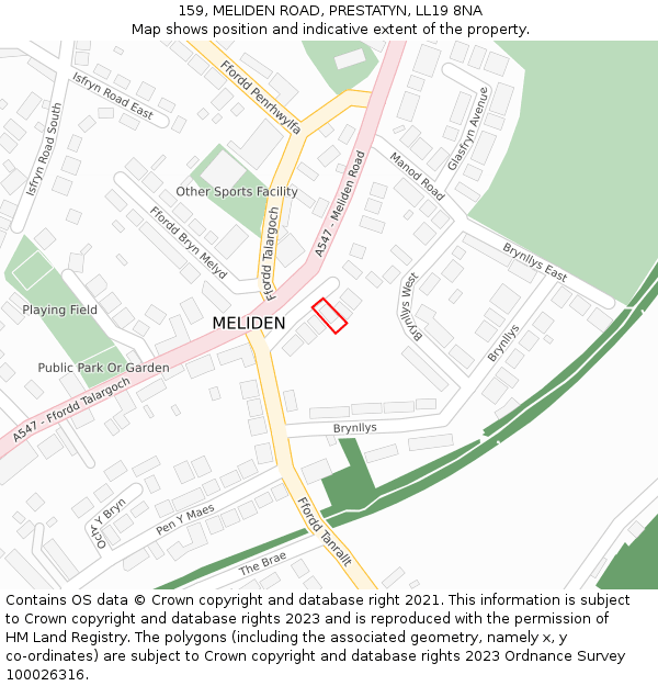 159, MELIDEN ROAD, PRESTATYN, LL19 8NA: Location map and indicative extent of plot