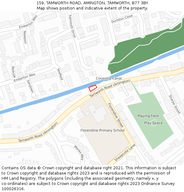 159, TAMWORTH ROAD, AMINGTON, TAMWORTH, B77 3BY: Location map and indicative extent of plot