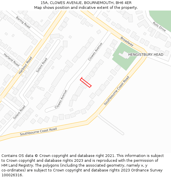 15A, CLOWES AVENUE, BOURNEMOUTH, BH6 4ER: Location map and indicative extent of plot